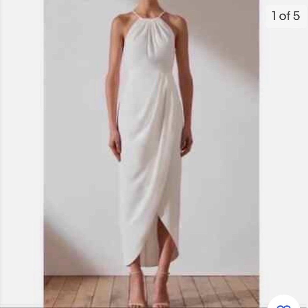 Shona Joy Draped Halter Tulip Gown white